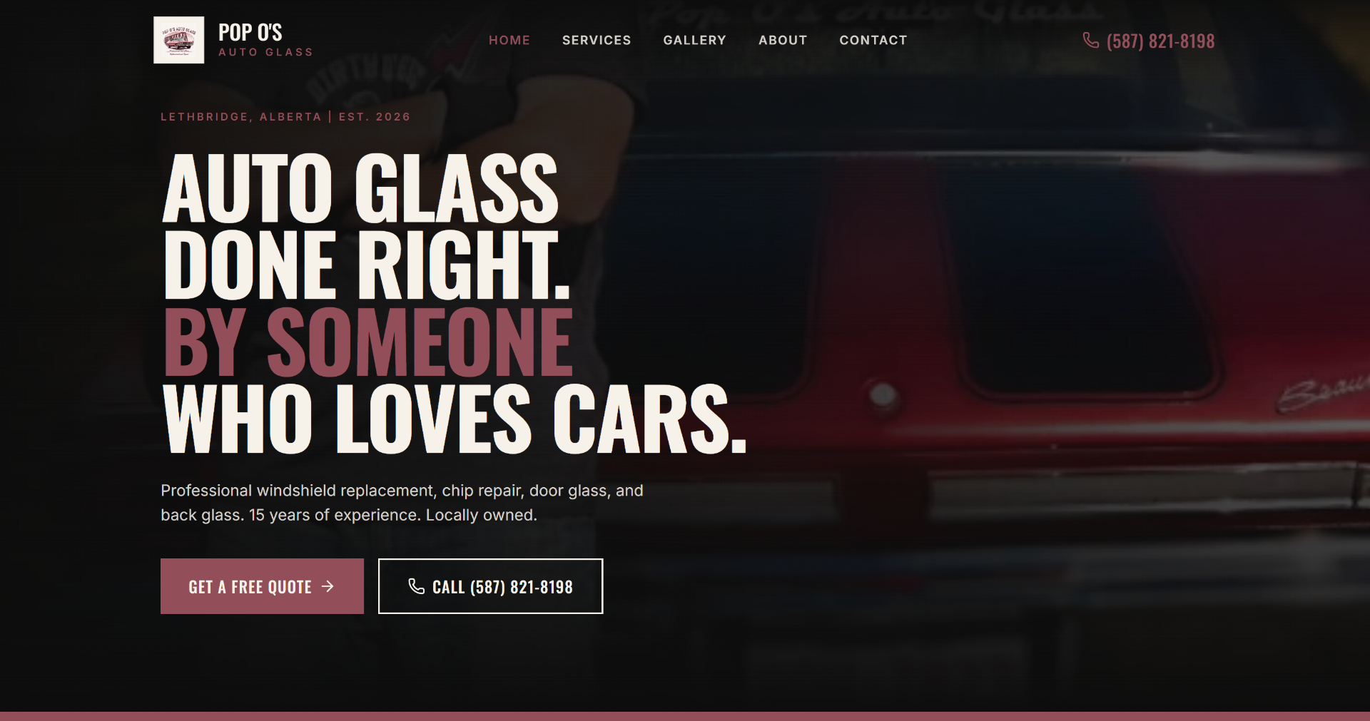 Pop O's Auto Glass website