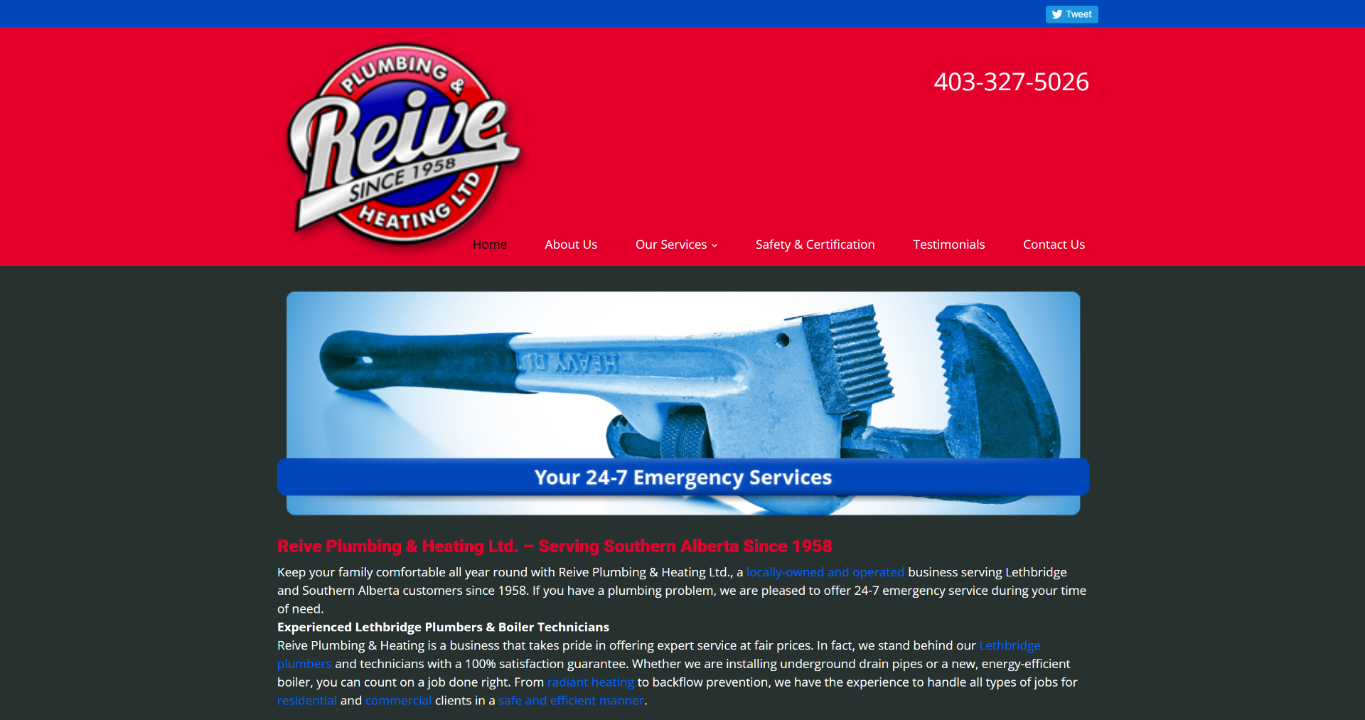 Reive Plumbing & Heating Ltd. previous website