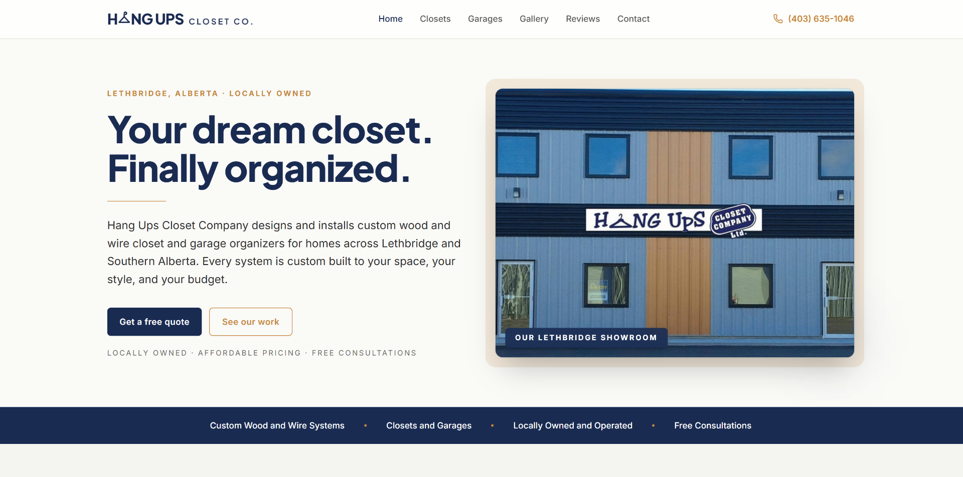 Hang Ups Closet Co. website