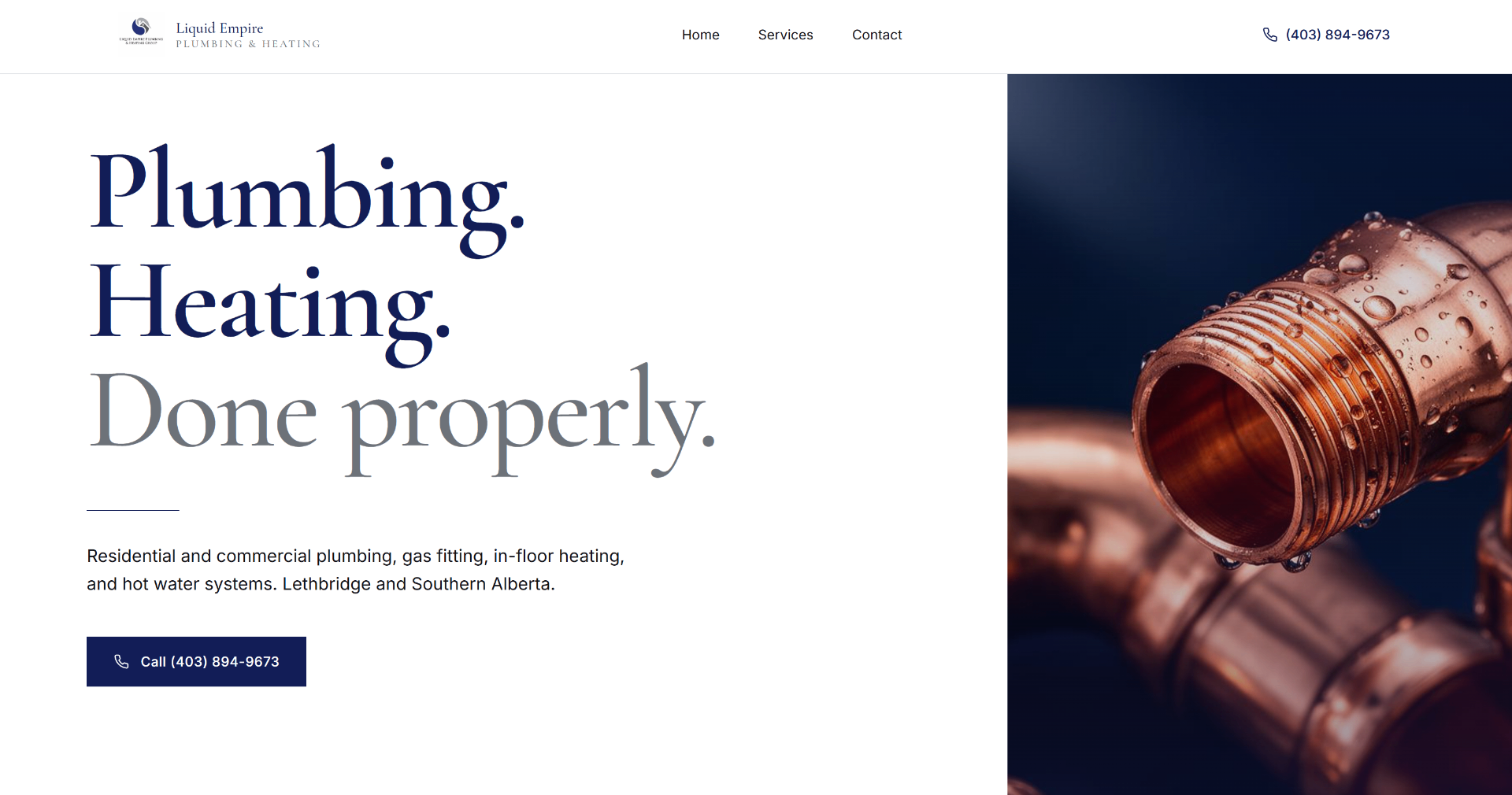 Liquid Empire Plumbing & Heating website